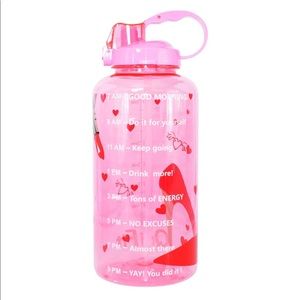 Half-Gallon Fitness Water Bottle w/Straw & Marker Leakproof Portable Water Jug